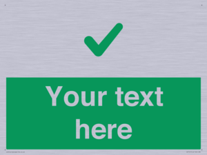 Custom green background, green tick sign